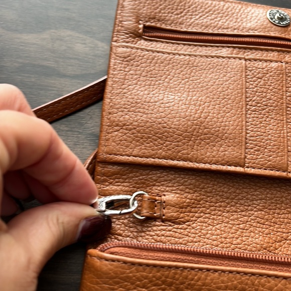 Brighton, brown leather silver studded Crossbody bag - Picture 4 of 8